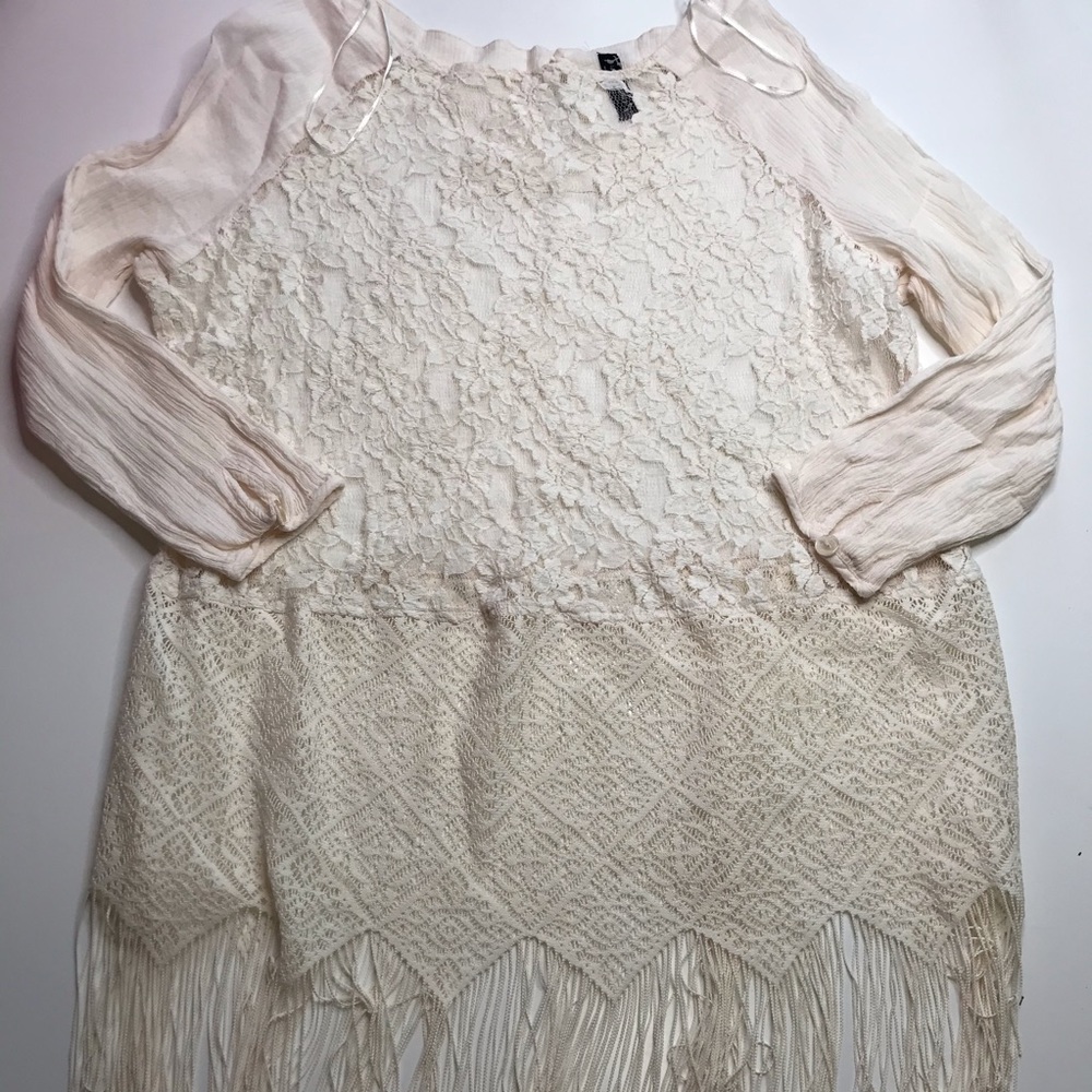 Free People Fringe And Lace Top